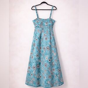 Karin Stevens Turquoise Boho Maxi Dress | Built-In Bra | Size 12